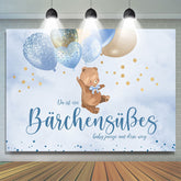 Blau Luftballons Teddy Tragen Baby Dusche Hintergrund